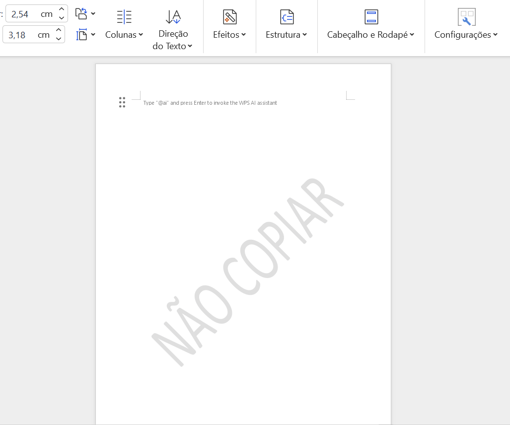 exemplo e marca d’água inserida no WPS Office