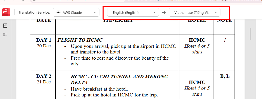 Choose langue