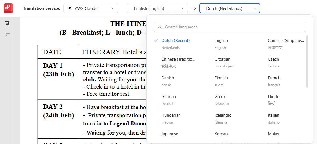 Multilingual Support
