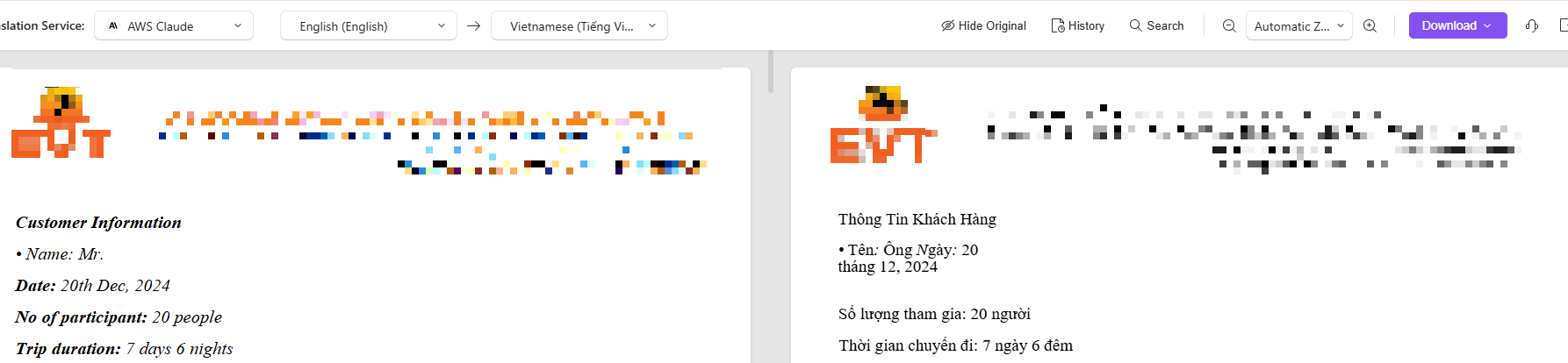Text translted
