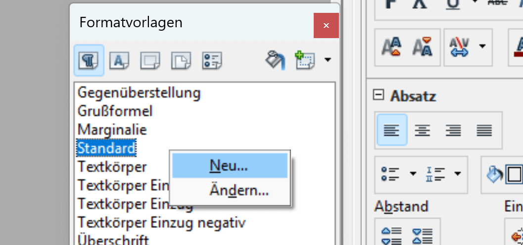 Neue Formatvorlage erstellen