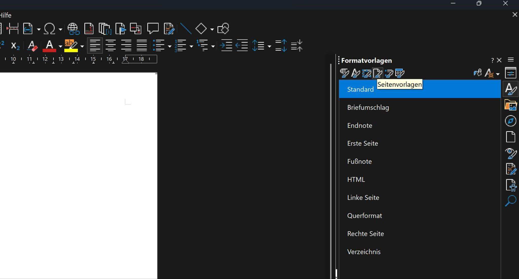 Seitenvorlage auswählen
