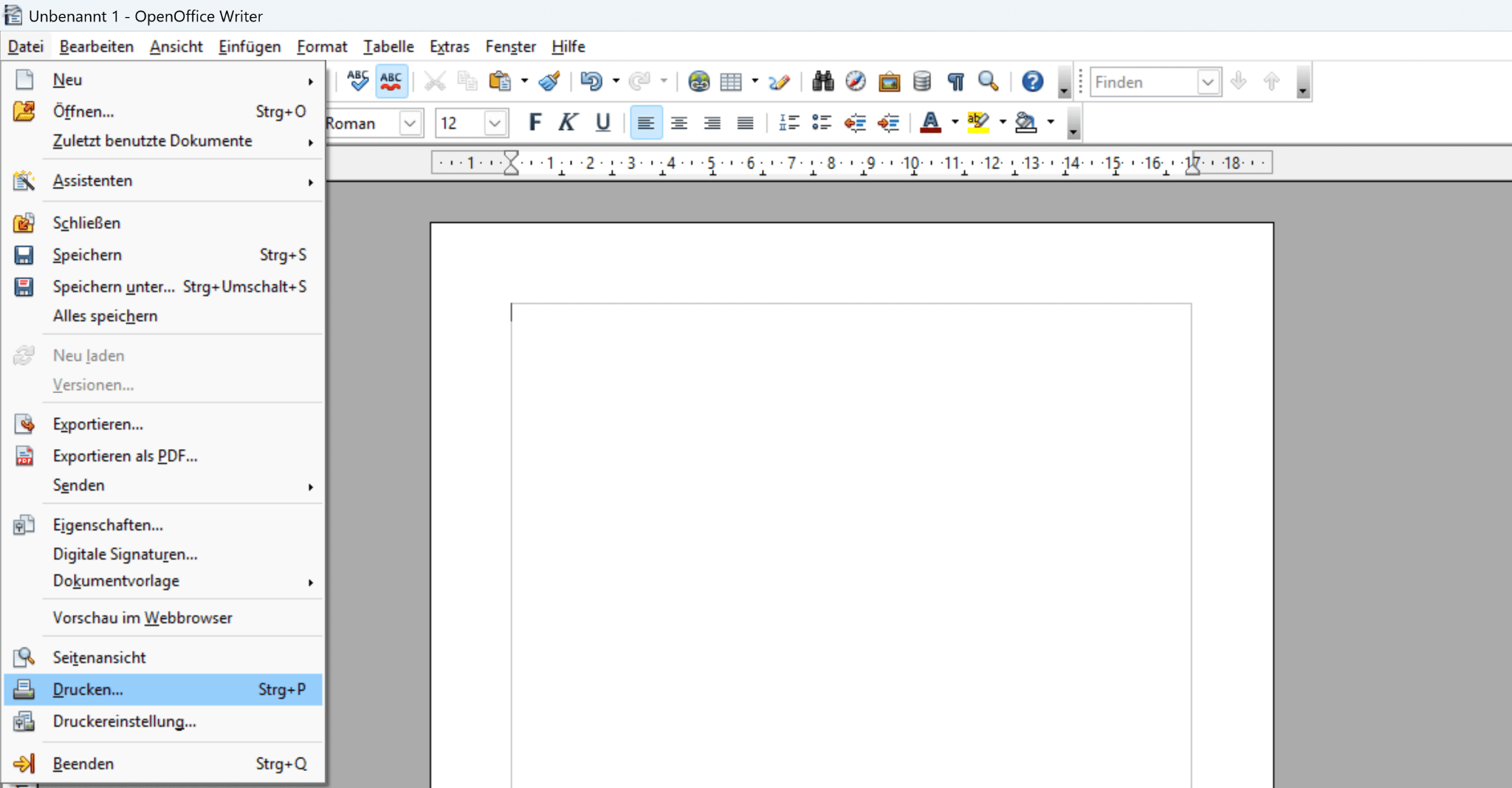 Im Menü Drucken auswählen