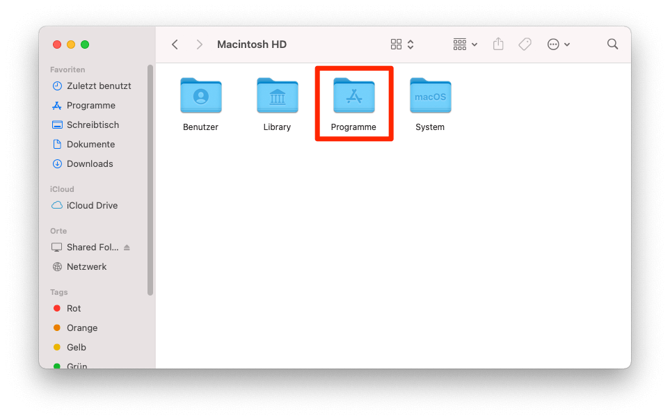 Mac OS Programme Ordner