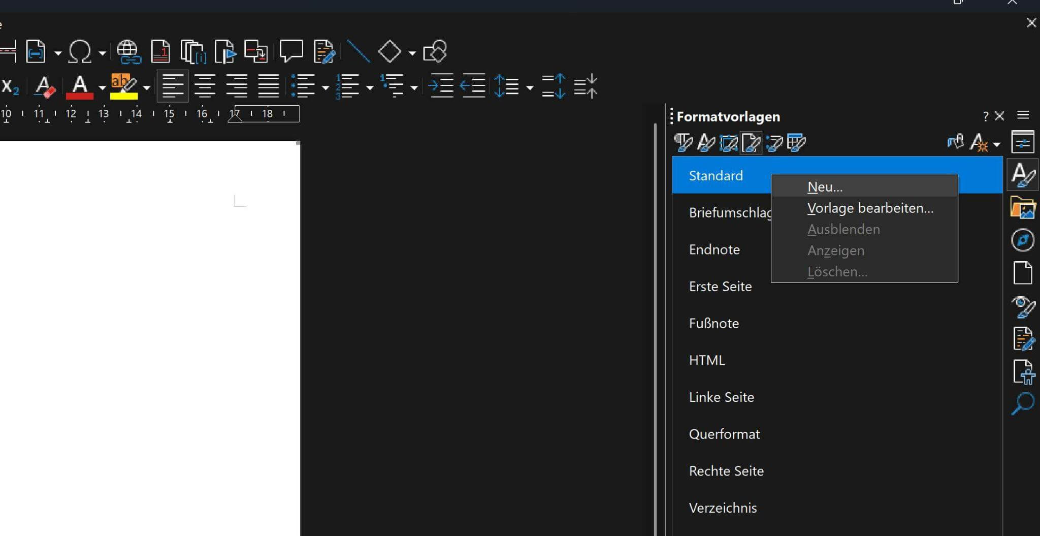 Neue Seitenvorlage erstellen