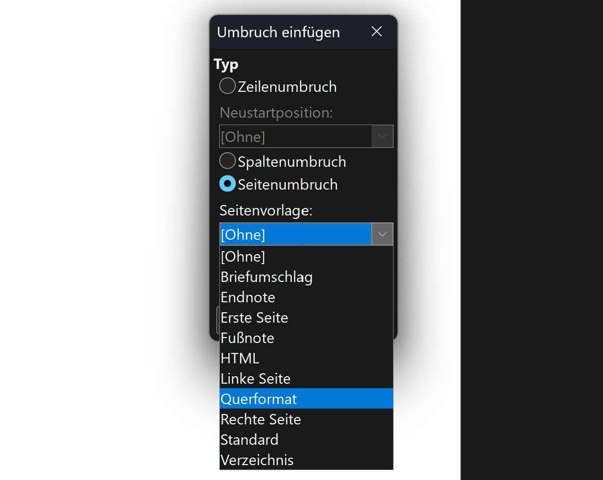 Seitenstil auswählen
