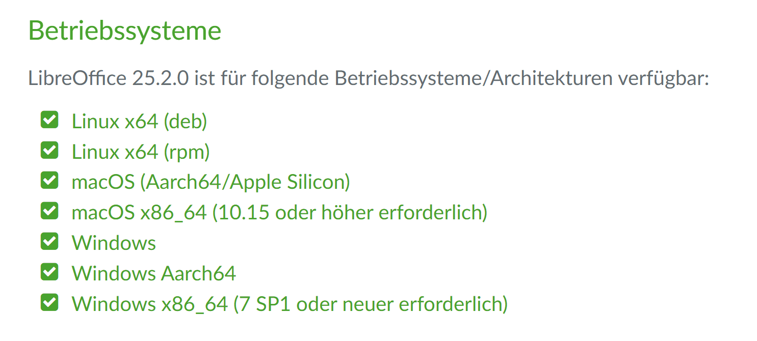 Übersicht der Betriebssysteme