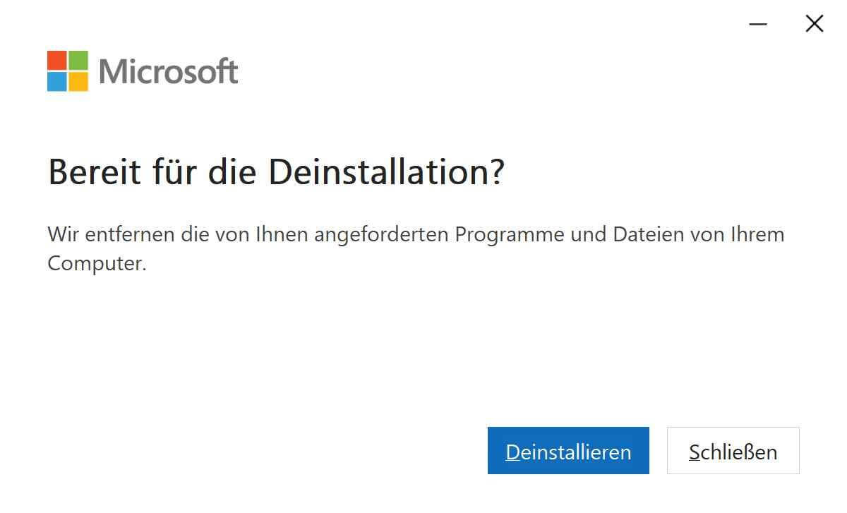 Microsoft Office Deinstallation