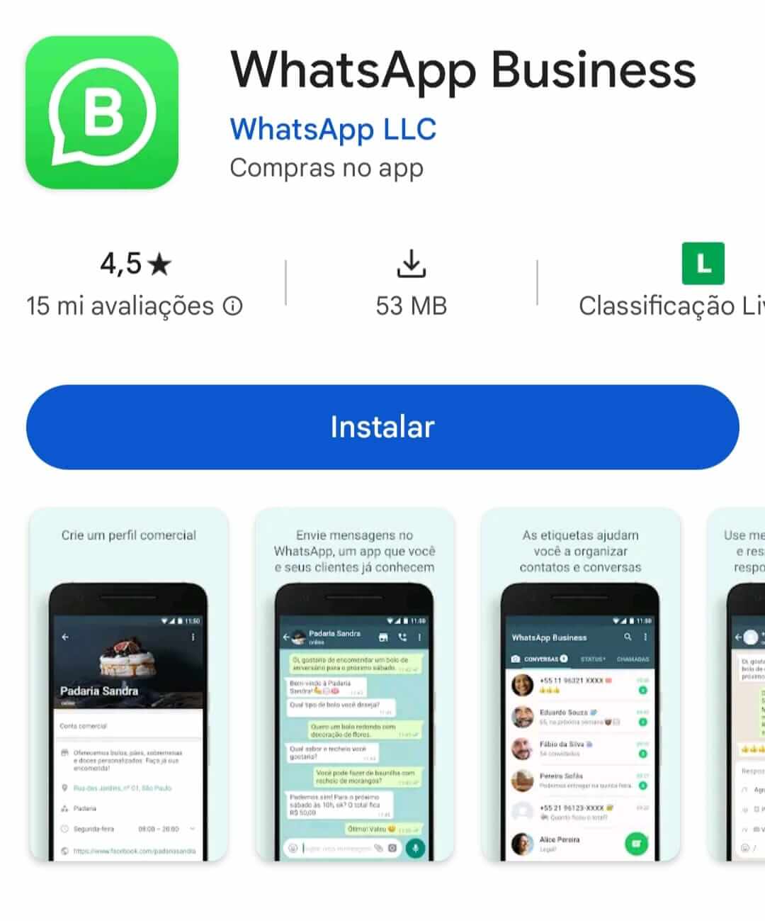 whatsapp business na Play Store