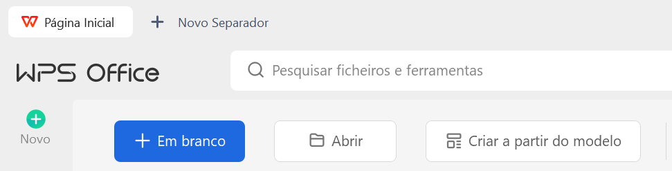 abrindo novo documento de texto no WPS