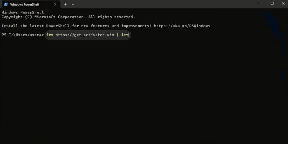  أدخل الأمر لفتح سكربتات تفعيل Microsoft