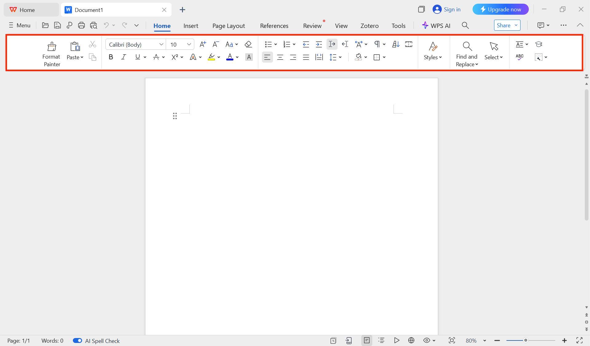 Tampilan Interface WPS Docs