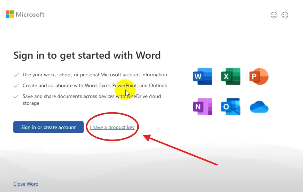 Tampilan proses aktivasi Office 2019 dengan product key sharing
