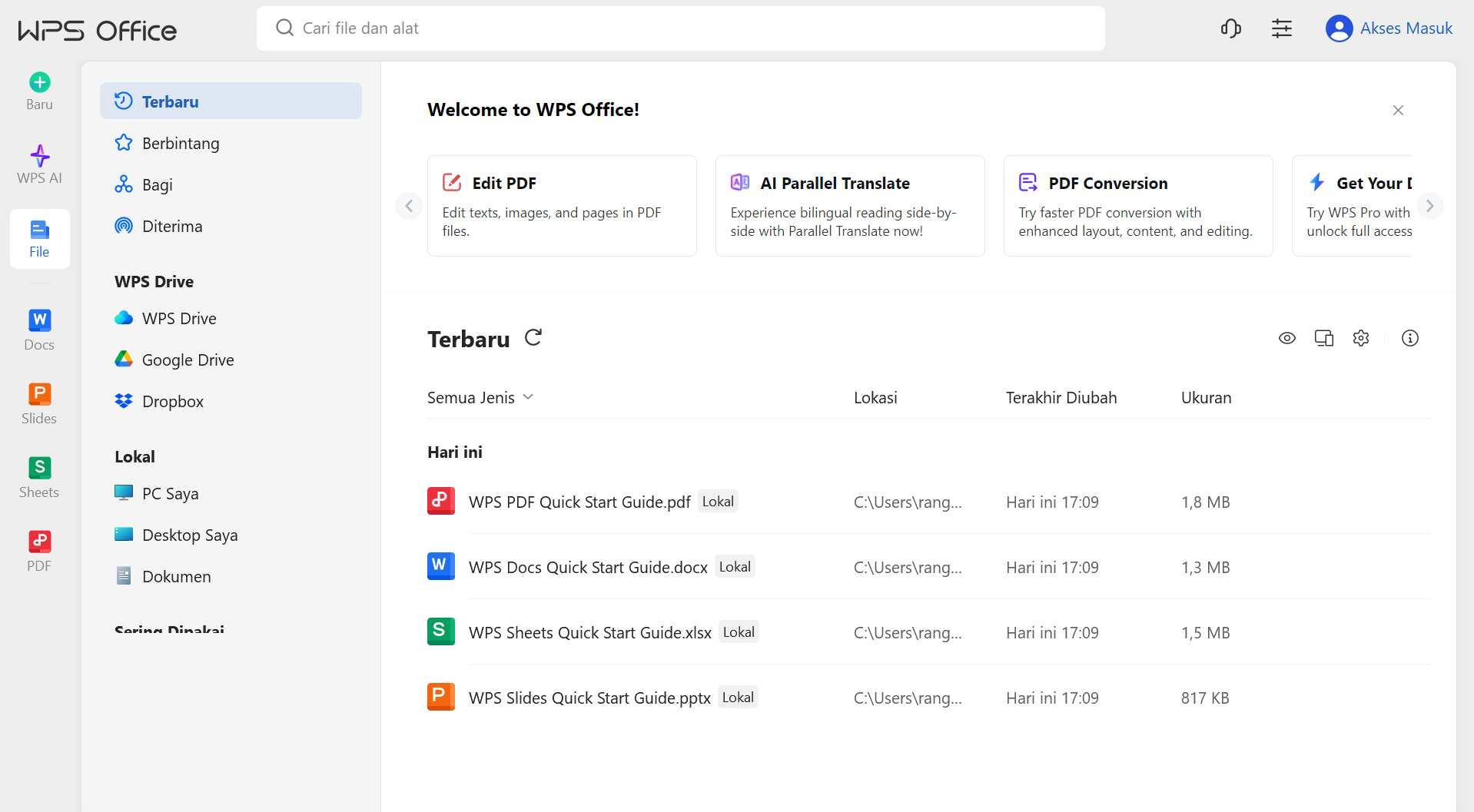 Tampilan Modern WPS Office