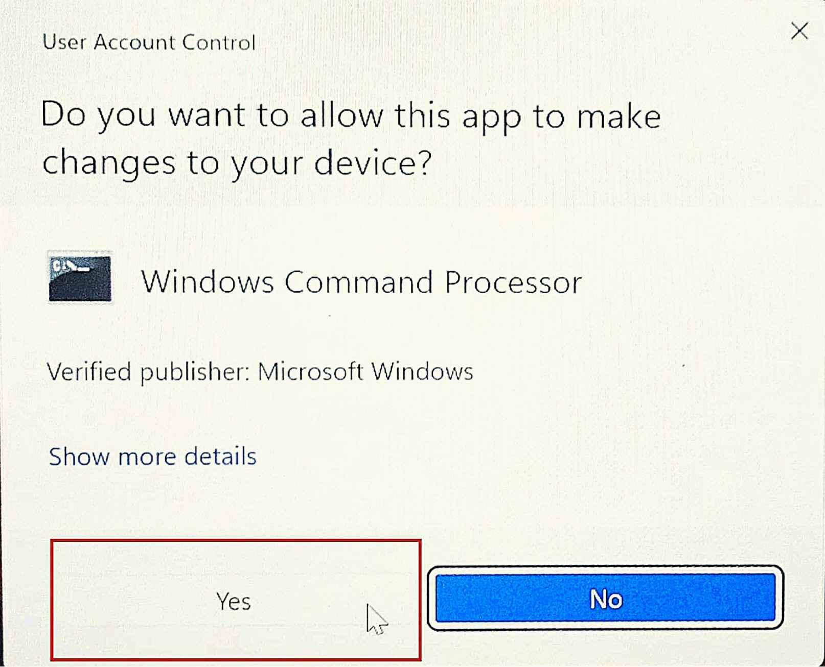 Dialog Box Command Prompt