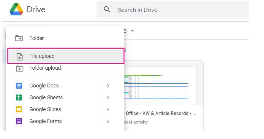 Open the Excel File in Google Sheets