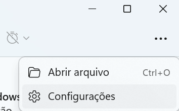 abrindo configurações das capturas de tela
