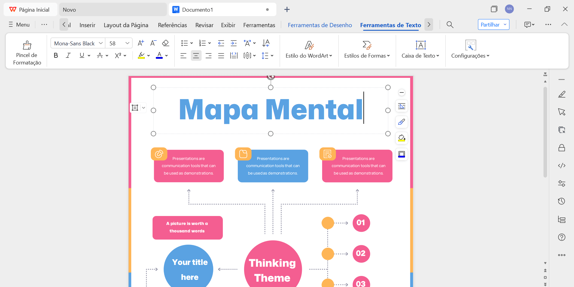 mapa mental no WPS Office