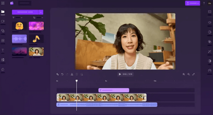 interface do clipchamp
