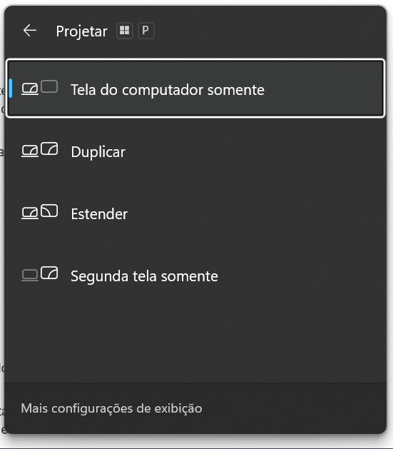 opções de divisão de tela com 2 monitores