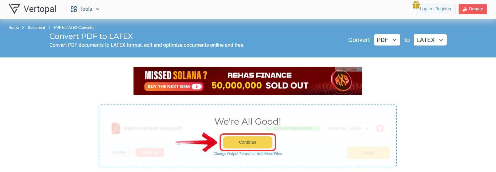 Unggah PDF di Vertopal
