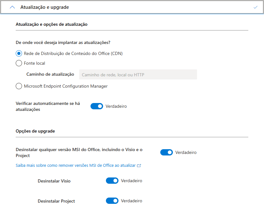 Atualização e upgrade