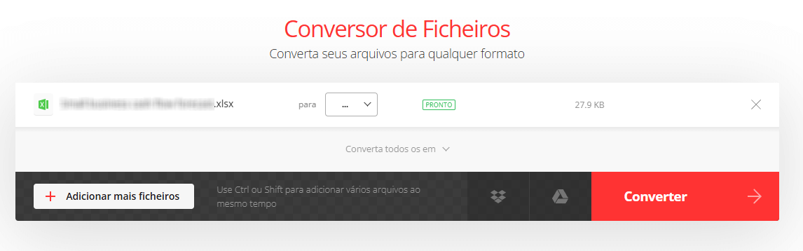 Selecionar formato no Convertio