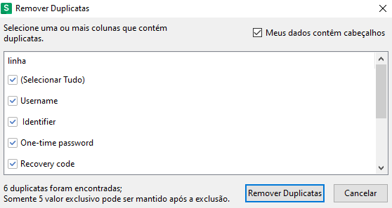 Removendo duplicados do Excel