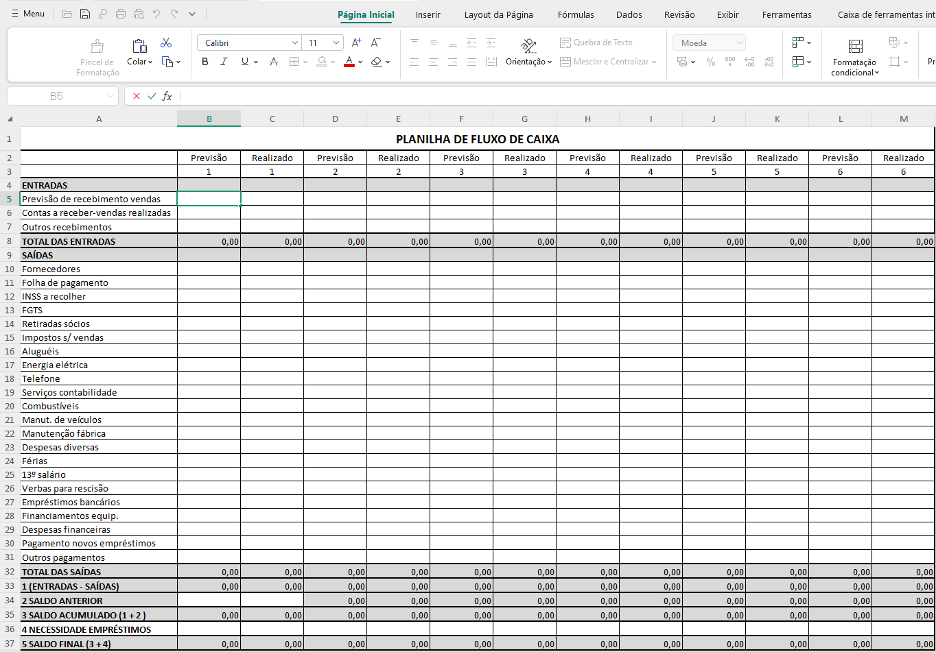 Editando sua planilha empresarial do Excel