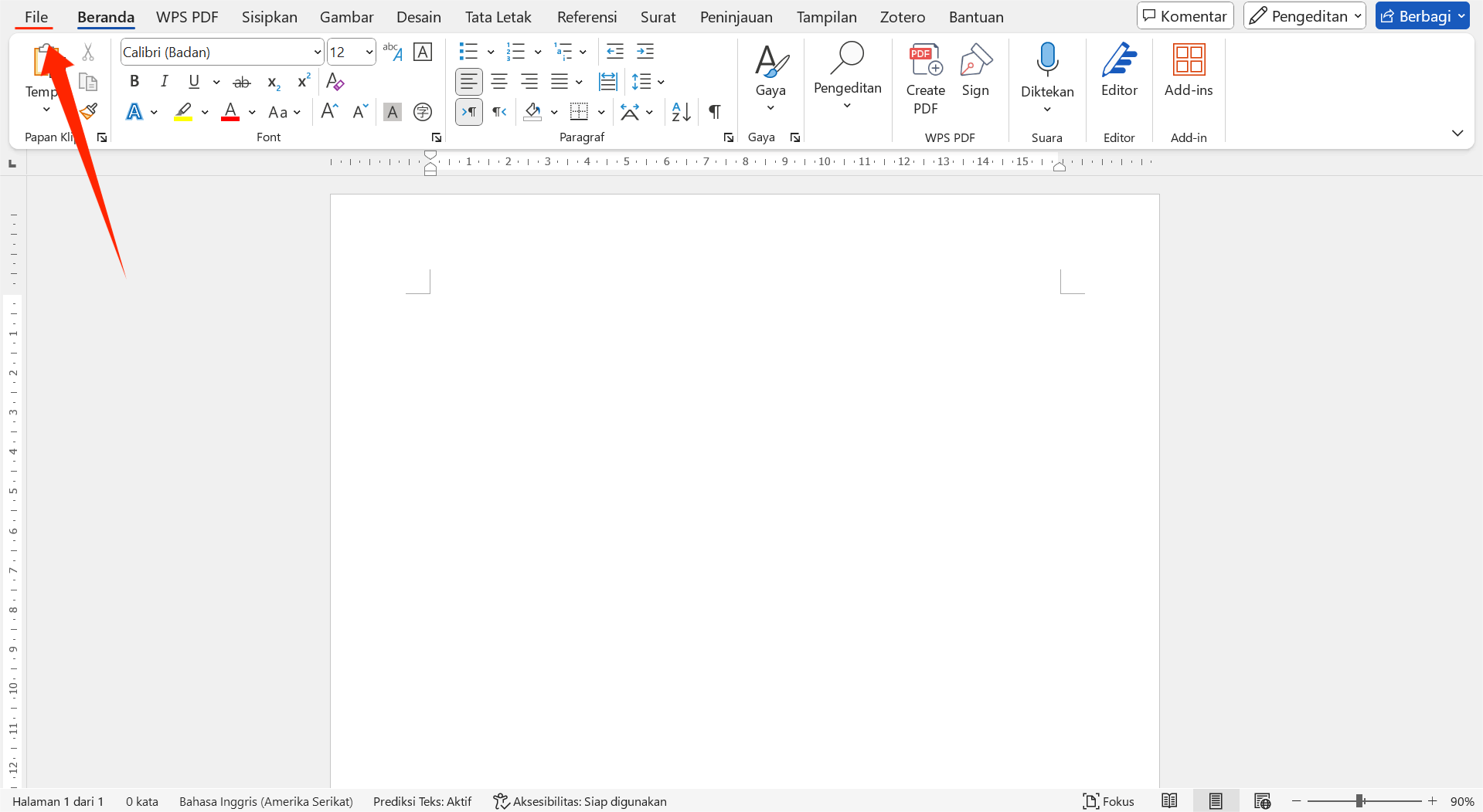 Tampilan Menu File di Microsoft Word