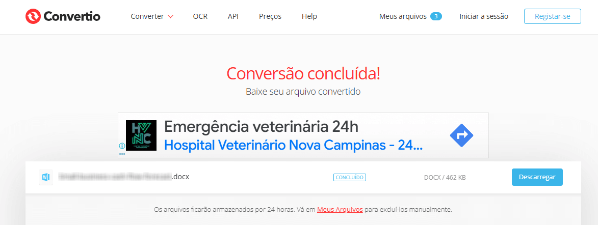  baixando seu arquivo Word no Convertio