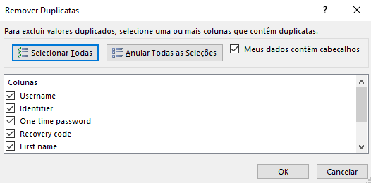 Removendo duplicados do Excel