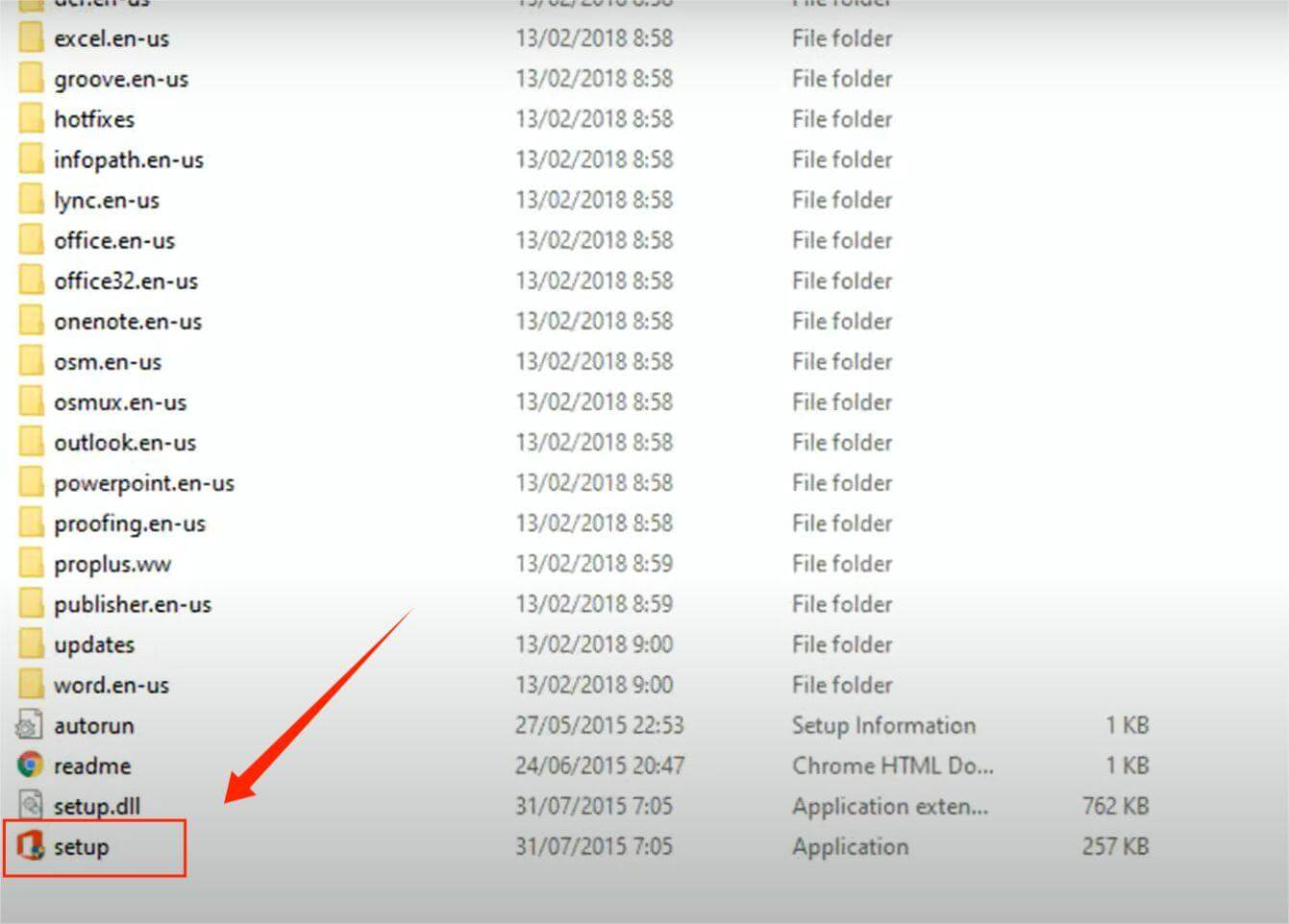 Tampilan file setup Microsoft Office 2016