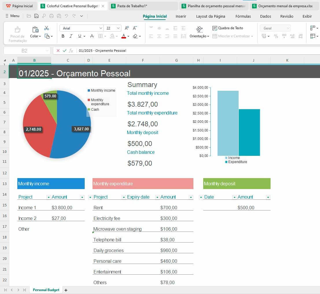 Editando sua planilha do Excel