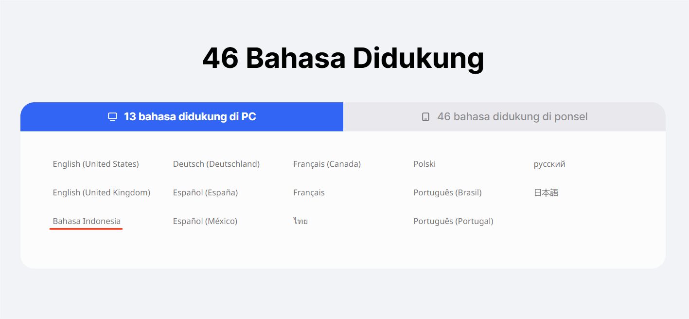 Tampilan Multi Bahasa di WPS Office