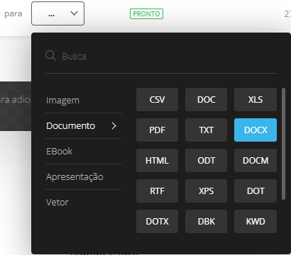 Escolhendo o formato do Word