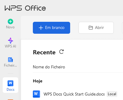 criando documento com o WPS Docs
