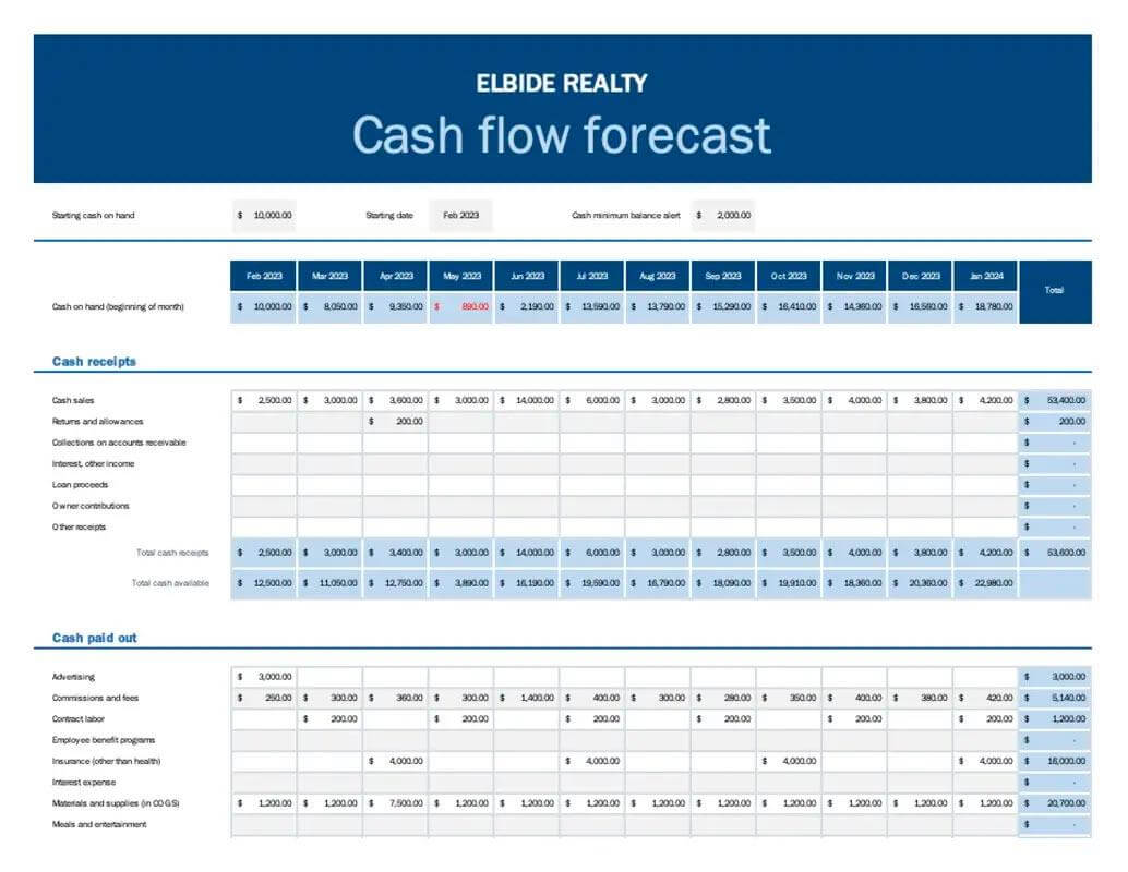 Cash Flow Forecast