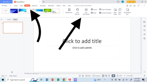  علامة تبويب التصميم في WPS Presentation