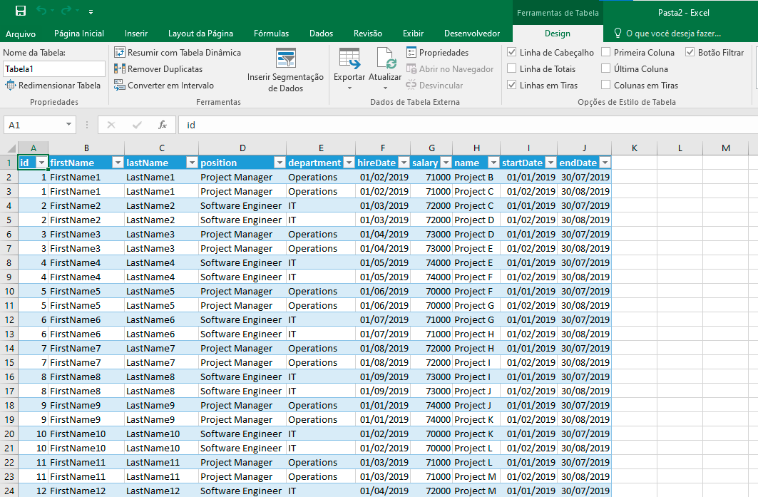 conversão de XML para Excel