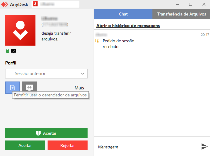 configurações do acesso remoto