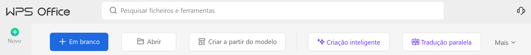 opções de documentos no wps