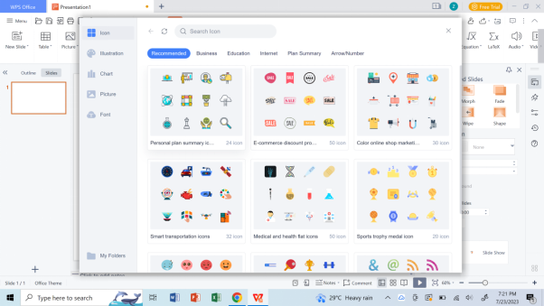  مكتبة الأيقونات في WPS Presentation