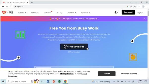 زر تنزيل WPS Office