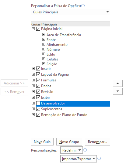 habilitando a Aba de Desenvolvedor