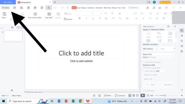  قائمة WPS Presentation