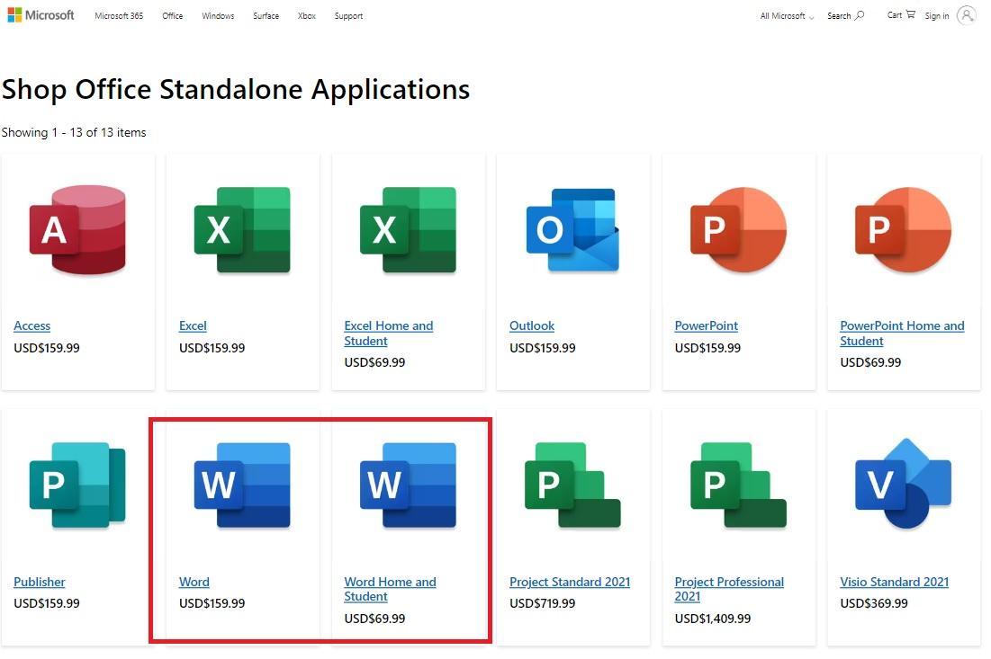 شراء Microsoft Word