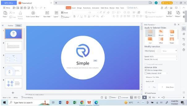 تعديل القالب في WPS Slides