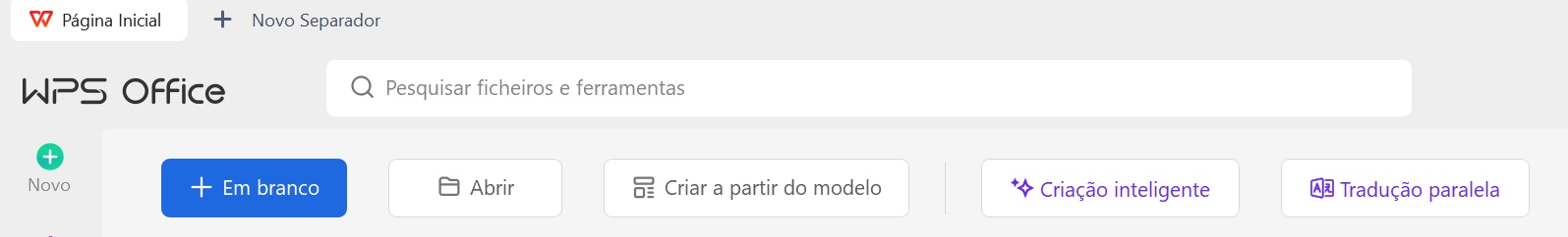 opções do Docs no WPS